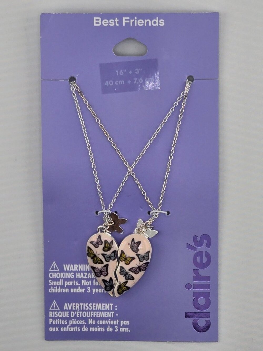 🦋💜 Claire’s Best Friends Butterfly Heart Necklace Set